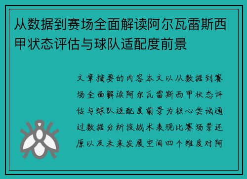 从数据到赛场全面解读阿尔瓦雷斯西甲状态评估与球队适配度前景